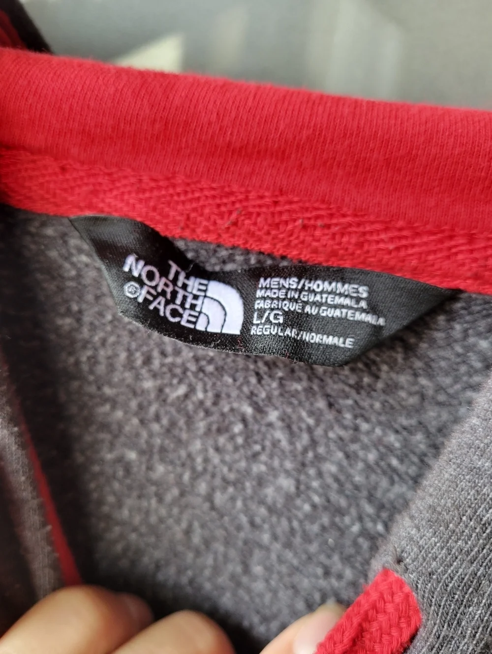 The North Face Half Dome Men's Hoodie Fleece L/G Dark Hrey Red Logo Pocket